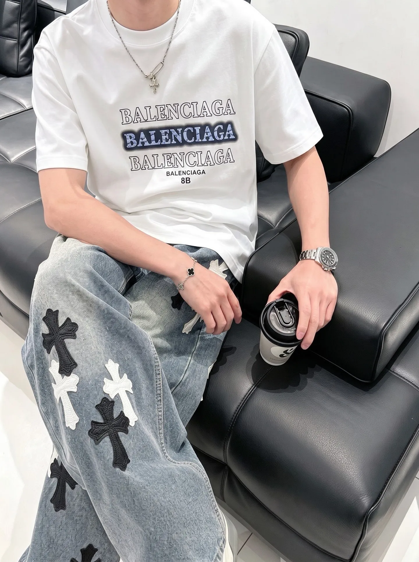 P95～ 《 》 ， ， tee ， Same Style ， : Black White Coffee Brown Size：S（90-130 ） M（125-150 ） L（135-165 ） XL（160-190 ） XXL（185-220 ）